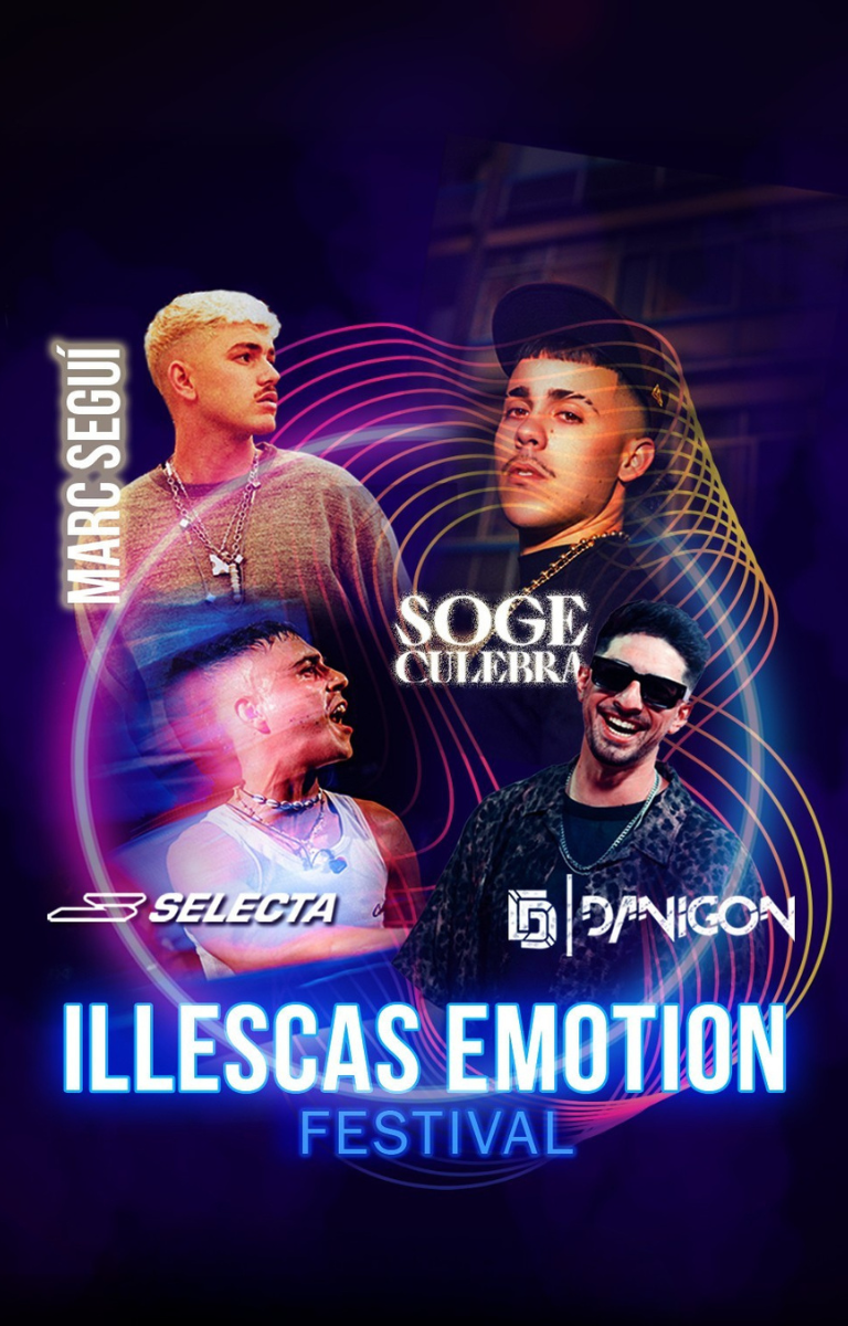 Cartel conjunto del Illescas Emotion Festival 2025 con Marc Seguí, Soge Culebra, Danigon y Selecta