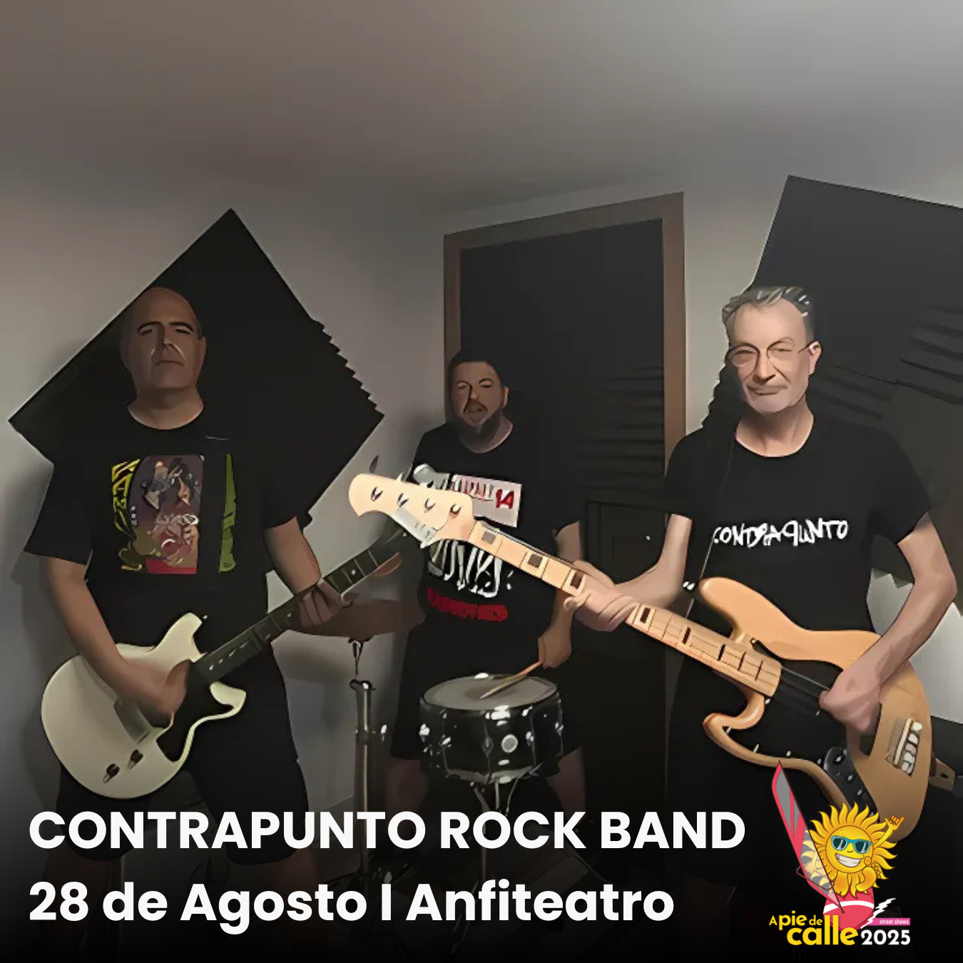 Contrapunto Rock Band en concierto en el Anfiteatro de Roquetas de Mar el 28 de Agosto.
